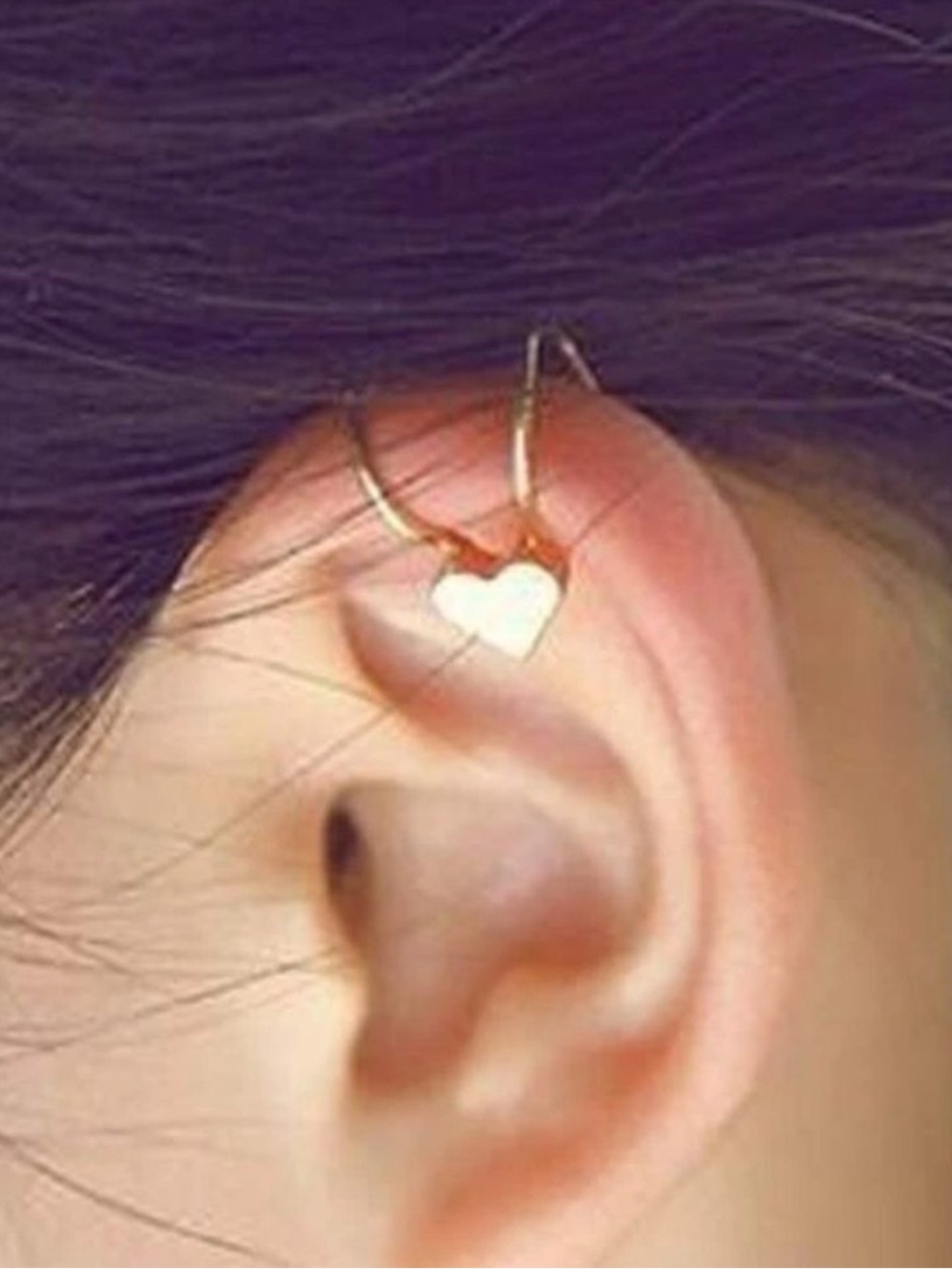 Gold 1pc Heart Ear Cuff